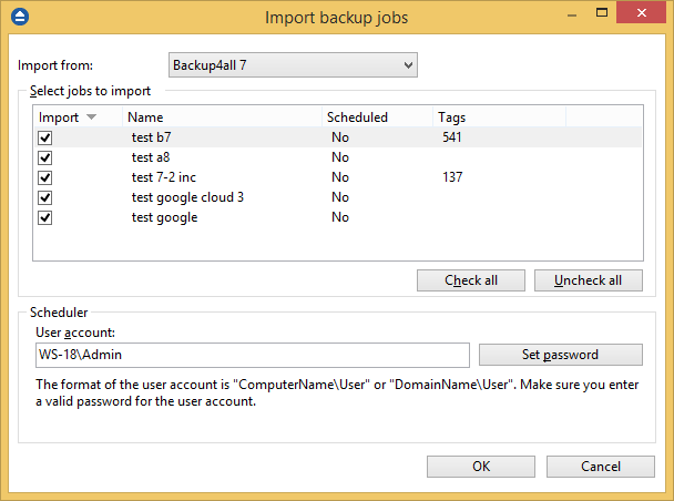 import backup job import backup job