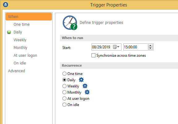 backup properties - scheduler backup properties - scheduler