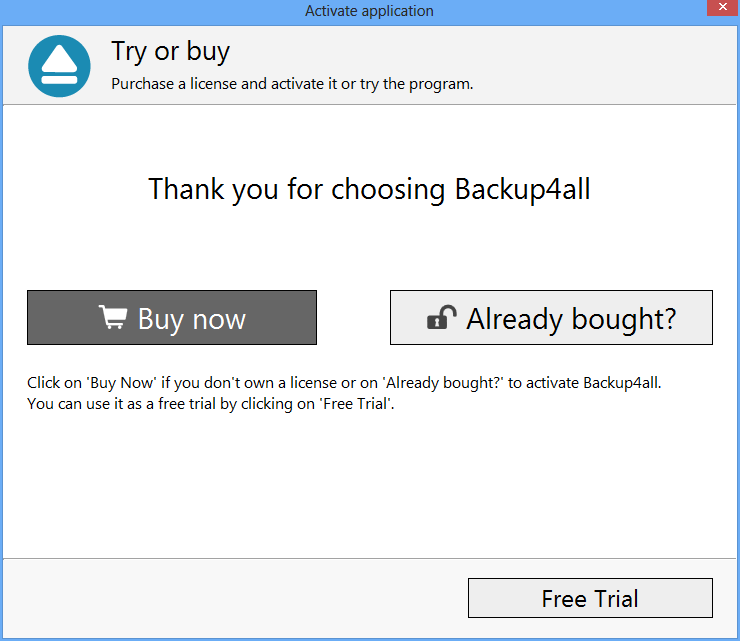 Backup4all 5 - Online Activation 1