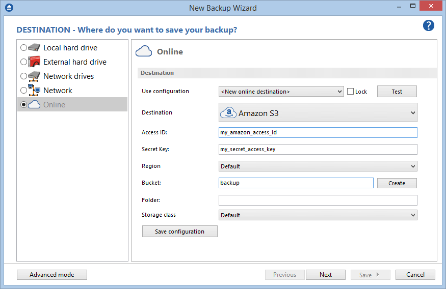 Amazon S3 - account config Amazon S3 - account config