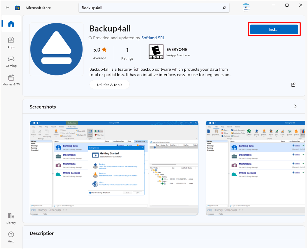 Install from Microsoft Store Install Backup4all Microsoft Store