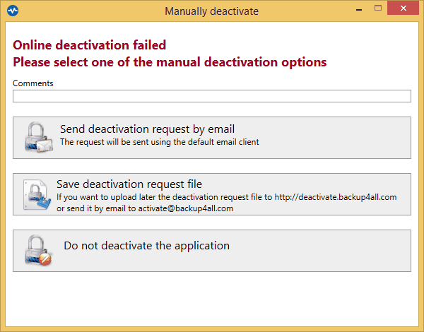 Backup4all Monitor - manual deactivation