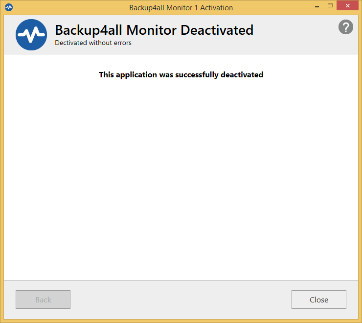 Backup4all Monitor - online deactivation