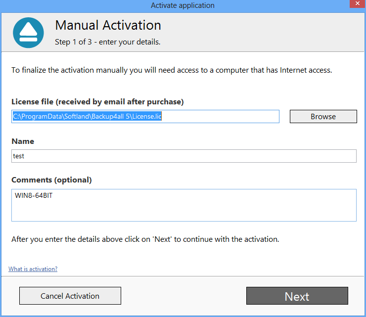 Backup4all 5 - Manual Activation 3 Backup4all 5 - Manual Activation 3