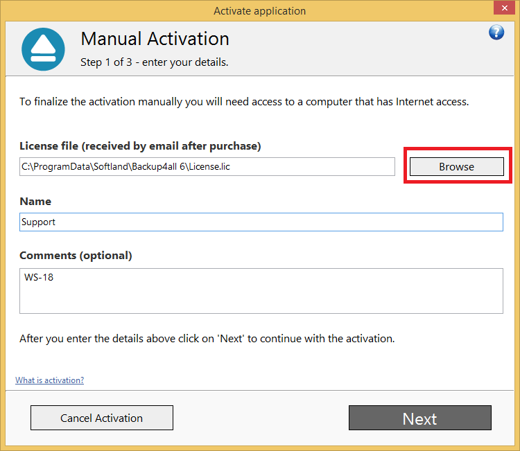 Backup4all 6 - Manual Activation 5 Backup4all 6 - Manual Activation 5