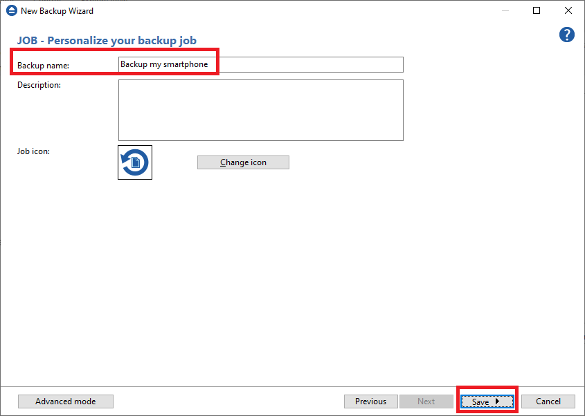 Backup smartphone Backup smartphone