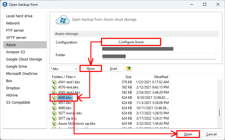 Show .bkc files in Azure bucket Show .bkc files in Azure bucket