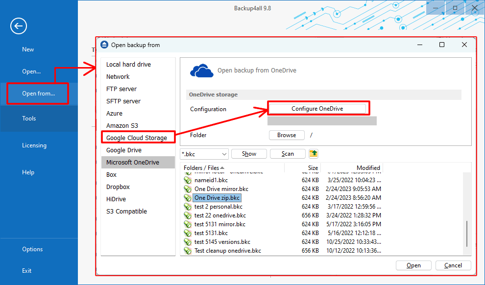 Open Backup from OneDrive Open Backup From OneDrive