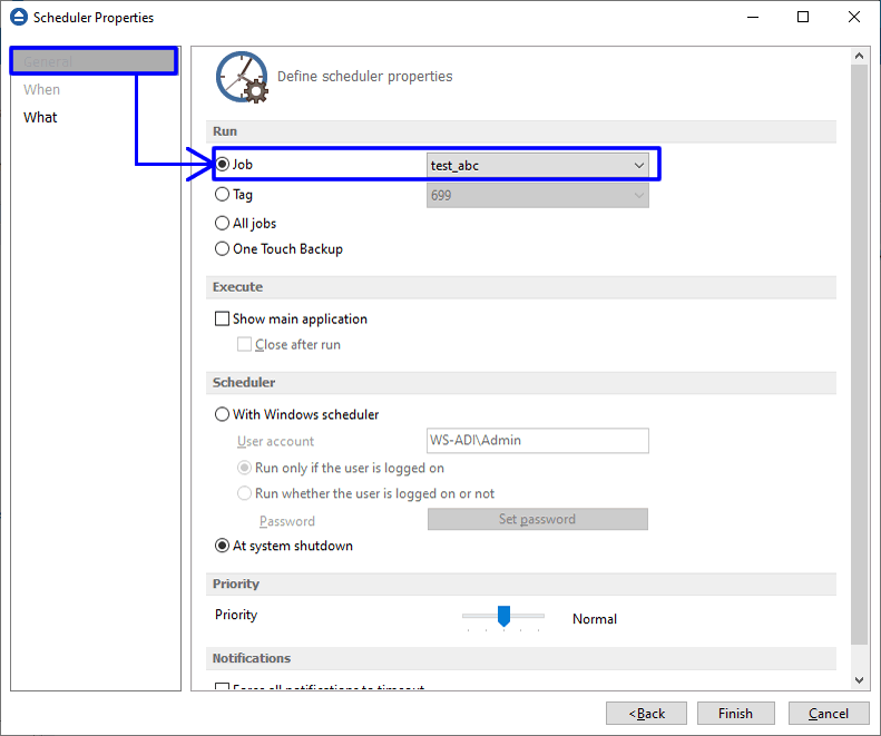 Backup job Schedule job