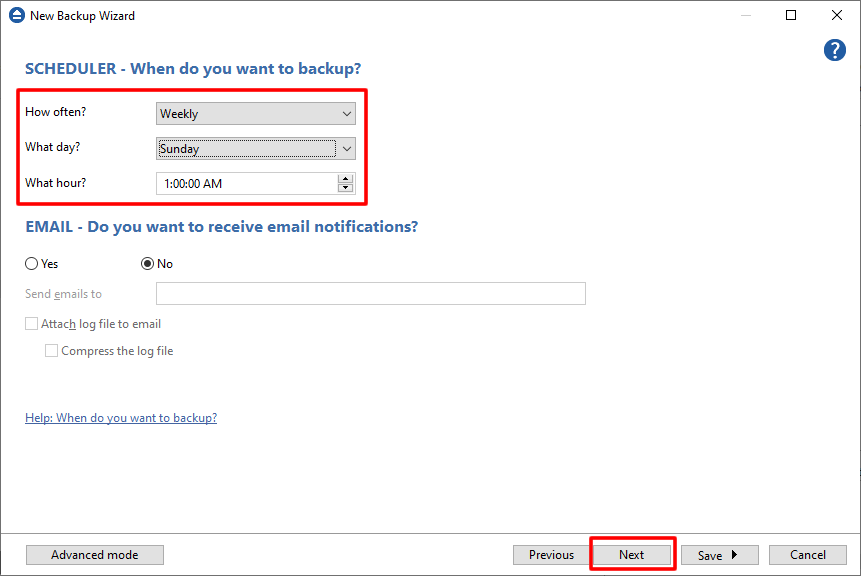 Backup job Schedule job