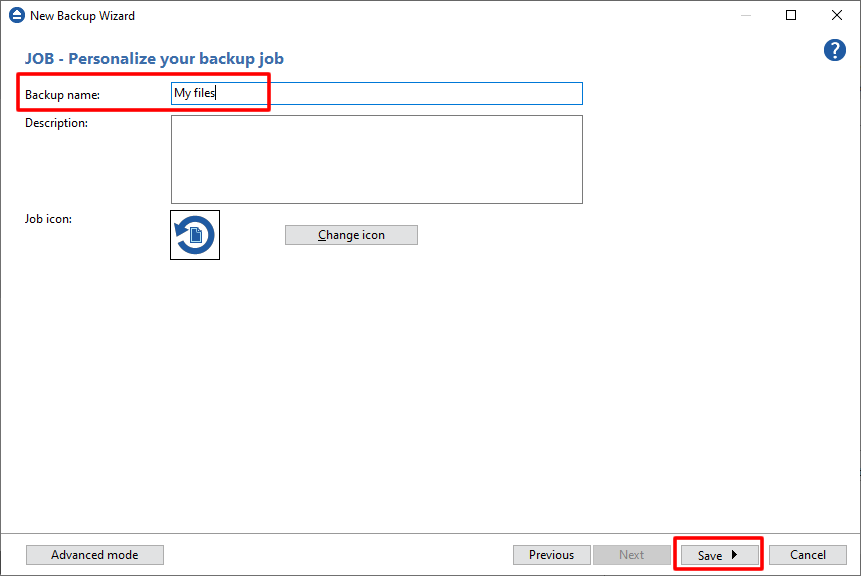 Backup job Schedule job