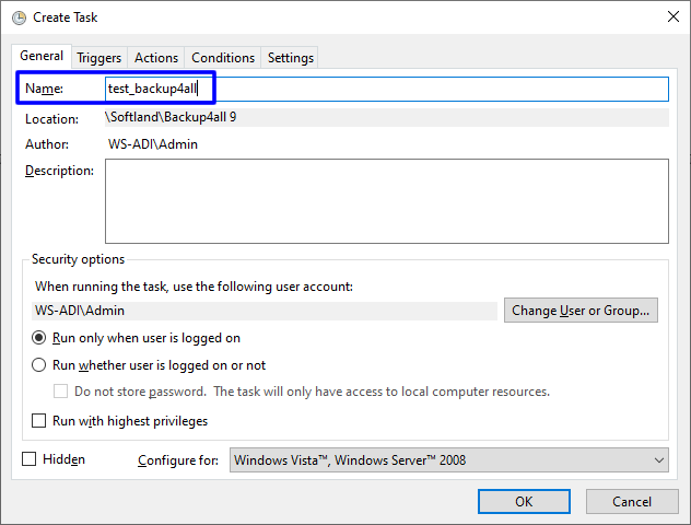 Backup job Schedule backup