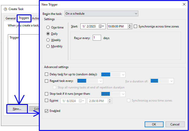 Backup job Schedule backup