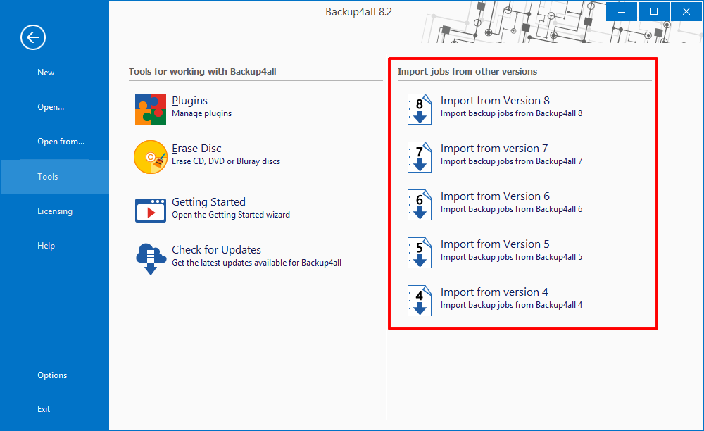 Import Backups Import Backups
